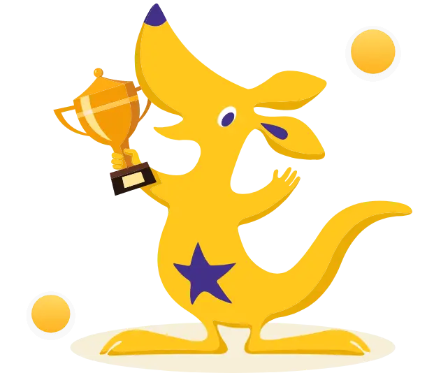 Kangaroo holding award trophy