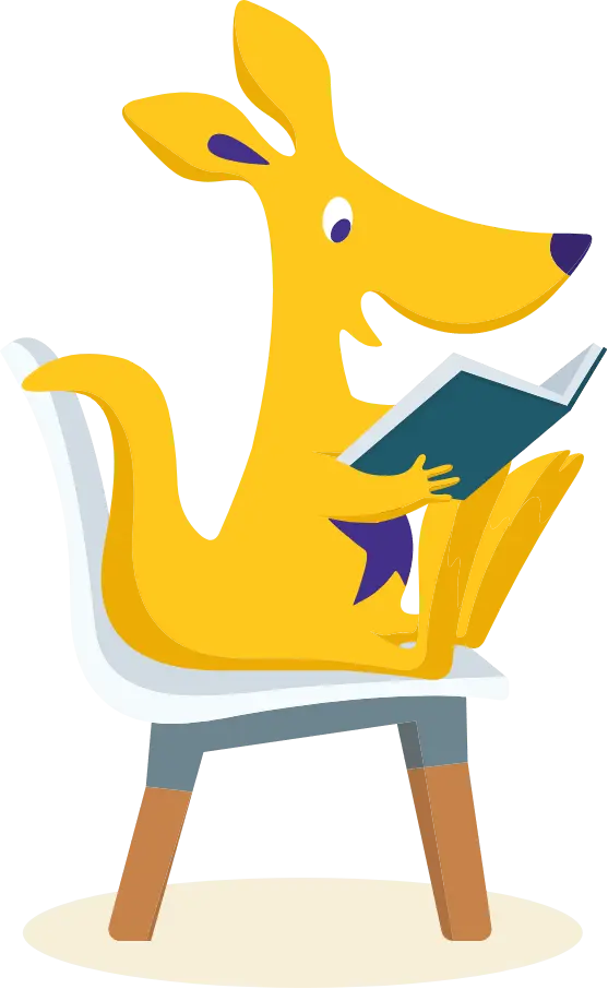 Kangaroo reading a book